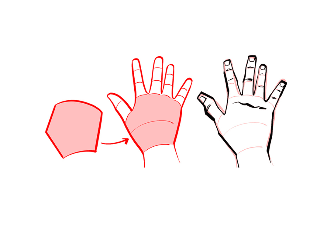 How to draw hands holding things - Step 1