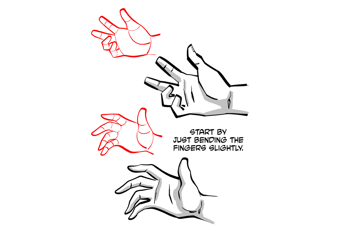 How to draw hands holding things - Step 2