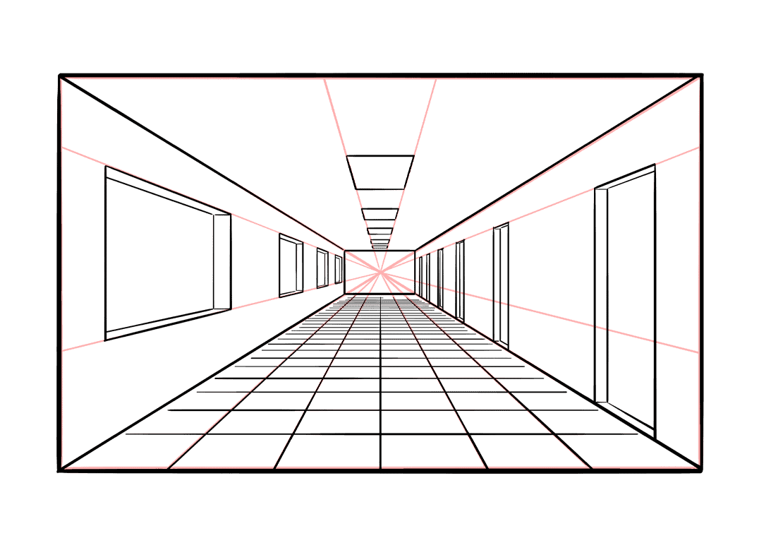 How to draw in one-point perspective - Step 7
